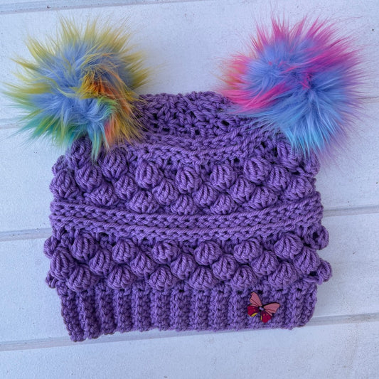 Purple Wobble Bobble Beanie