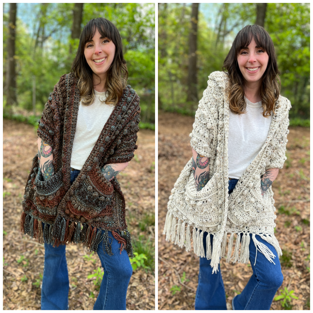 Crochet Pattern Knitting Pattern For Pocket Shawl Granny Square