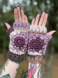 Asymmetrical Flower Power Fingerless Gloves