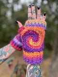 Sunny Rainbow Swirl Fingerless Gloves
