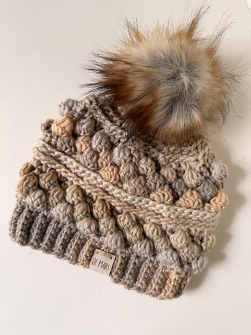 Cream Wobble Bobble Beanie