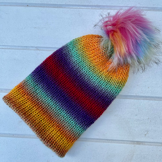Rainbow Knit Hat