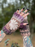 Asymmetrical Flower Power Fingerless Gloves