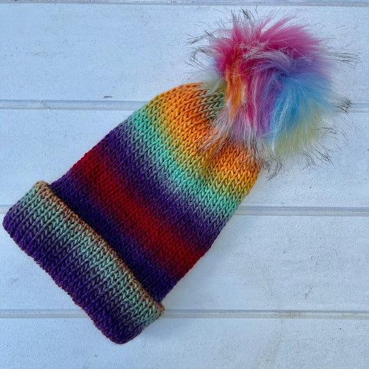 Rainbow Knit Hat