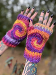 Sunny Rainbow Swirl Fingerless Gloves