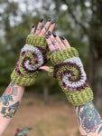 Pine Swirl Fingerless Gloves