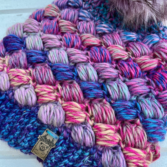 Kawaii Harlequin Puff Beanie