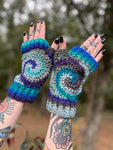 Lagoon Swirl Fingerless Gloves