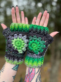 Toxic Flower Power Fingerless Gloves