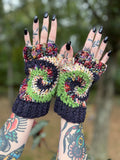 Crepe Myrtle Swirl Fingerless Gloves