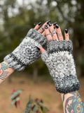 Grayscale Flower Power Fingerless Gloves