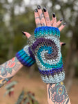 Lagoon Swirl Fingerless Gloves