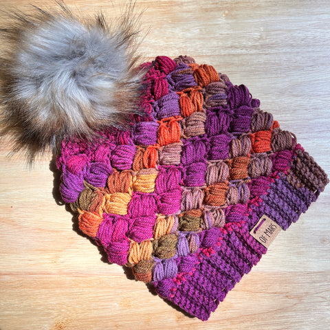 Harlequin Puff Stitch Beanie