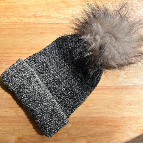 Gray Merle Knit Hat