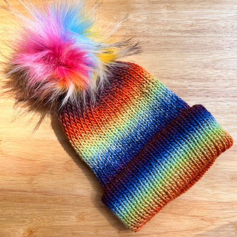 Bold Rainbow Knit Hat