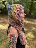 Sunset Rainbow Pixie Hooded Scarf