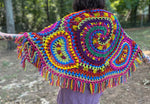 Crazy Rainbow Freeform Crochet Shawl