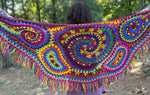 Crazy Rainbow Freeform Crochet Shawl