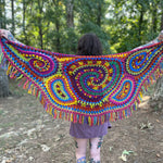 Crazy Rainbow Freeform Crochet Shawl