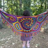 Crazy Rainbow Freeform Crochet Shawl