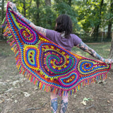 Sale! Crazy Rainbow Freeform Crochet Shawl