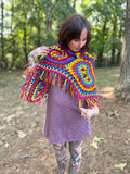 Crazy Rainbow Freeform Crochet Shawl