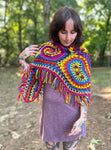 Crazy Rainbow Freeform Crochet Shawl