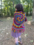 Crazy Rainbow Freeform Crochet Shawl