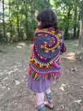 Crazy Rainbow Freeform Crochet Shawl