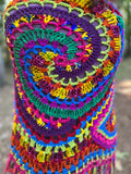 Crazy Rainbow Freeform Crochet Shawl