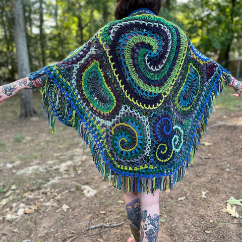 Sale! Lagoon Freeform Crochet Shawl