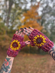 Flower Power Fingerless Mitts Crochet Pattern