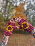Flower Power Fingerless Mitts Crochet Pattern