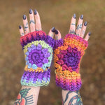 Flower Power Fingerless Mitts Crochet Pattern