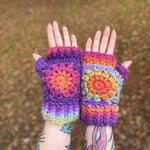 Flower Power Fingerless Mitts Crochet Pattern