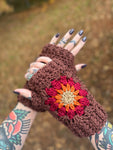 Flower Power Fingerless Mitts Crochet Pattern