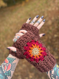 Flower Power Fingerless Mitts Crochet Pattern