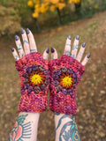 Flower Power Fingerless Mitts Crochet Pattern
