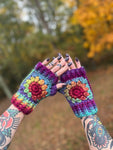 Flower Power Fingerless Mitts Crochet Pattern