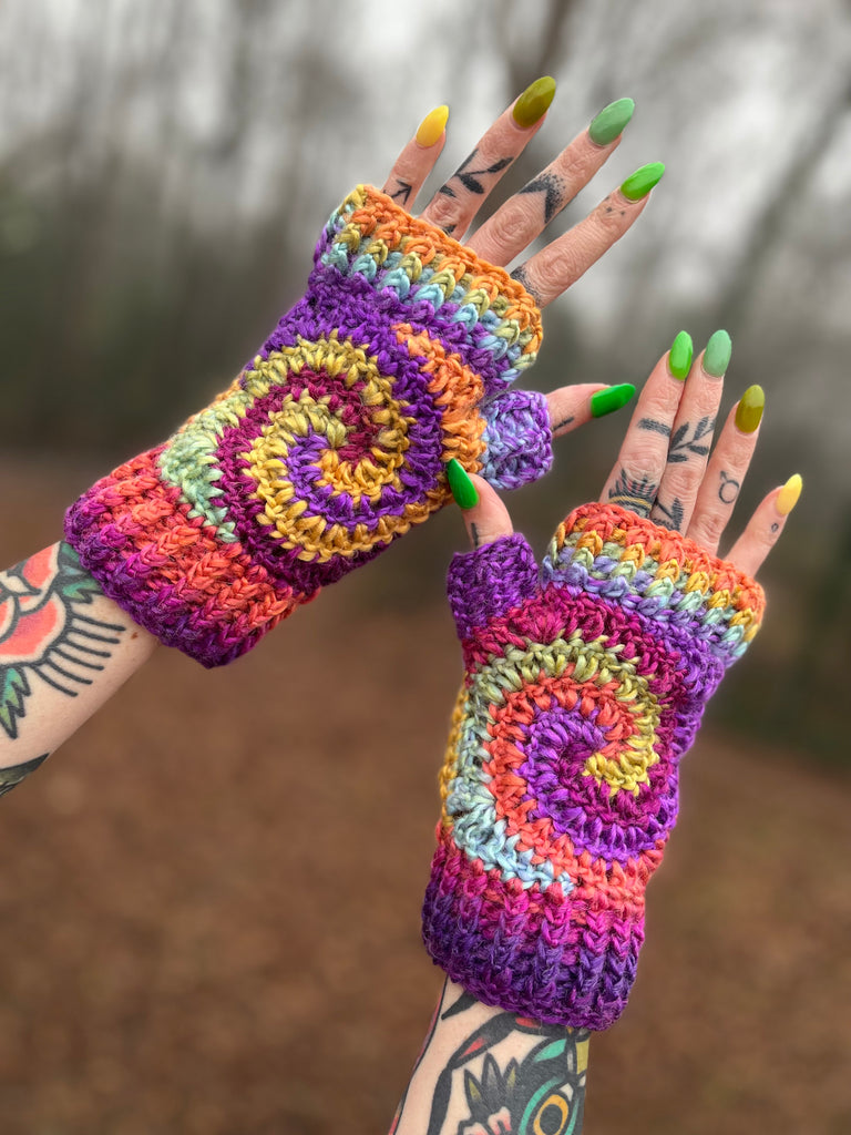 Spiral Fingerless Gloves Crochet Pattern – Of Mars Crochet