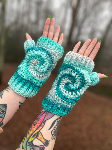 Sky Swirl Fingerless Gloves