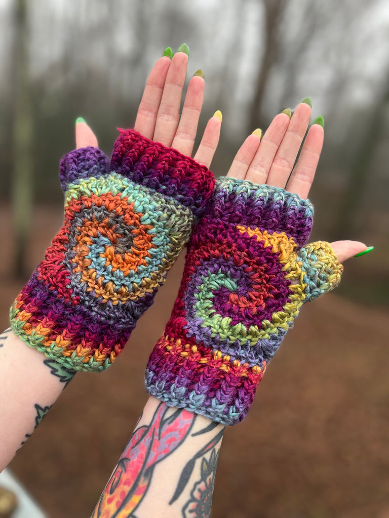 Spiral Fingerless Gloves Crochet Pattern – Of Mars Crochet