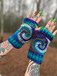 Lagoon Swirl Fingerless Gloves