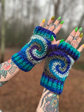 Lagoon Swirl Fingerless Gloves