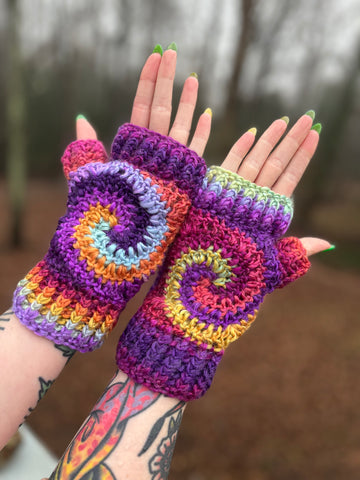 Spiral Fingerless Gloves Crochet Pattern – Of Mars Crochet