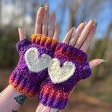 Sweetheart Fingerless Mitts Crochet Pattern